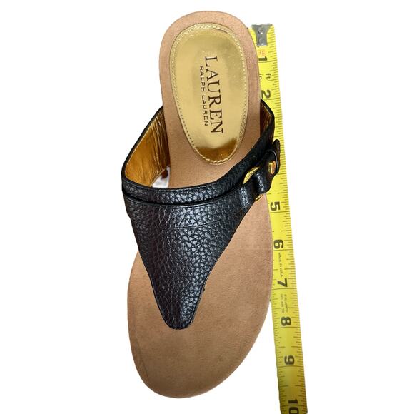 Ralph Lauren Sandals 6B Black Thong Faux Leather Slip On Summer Vacation Beachy - Picture 11 of 13